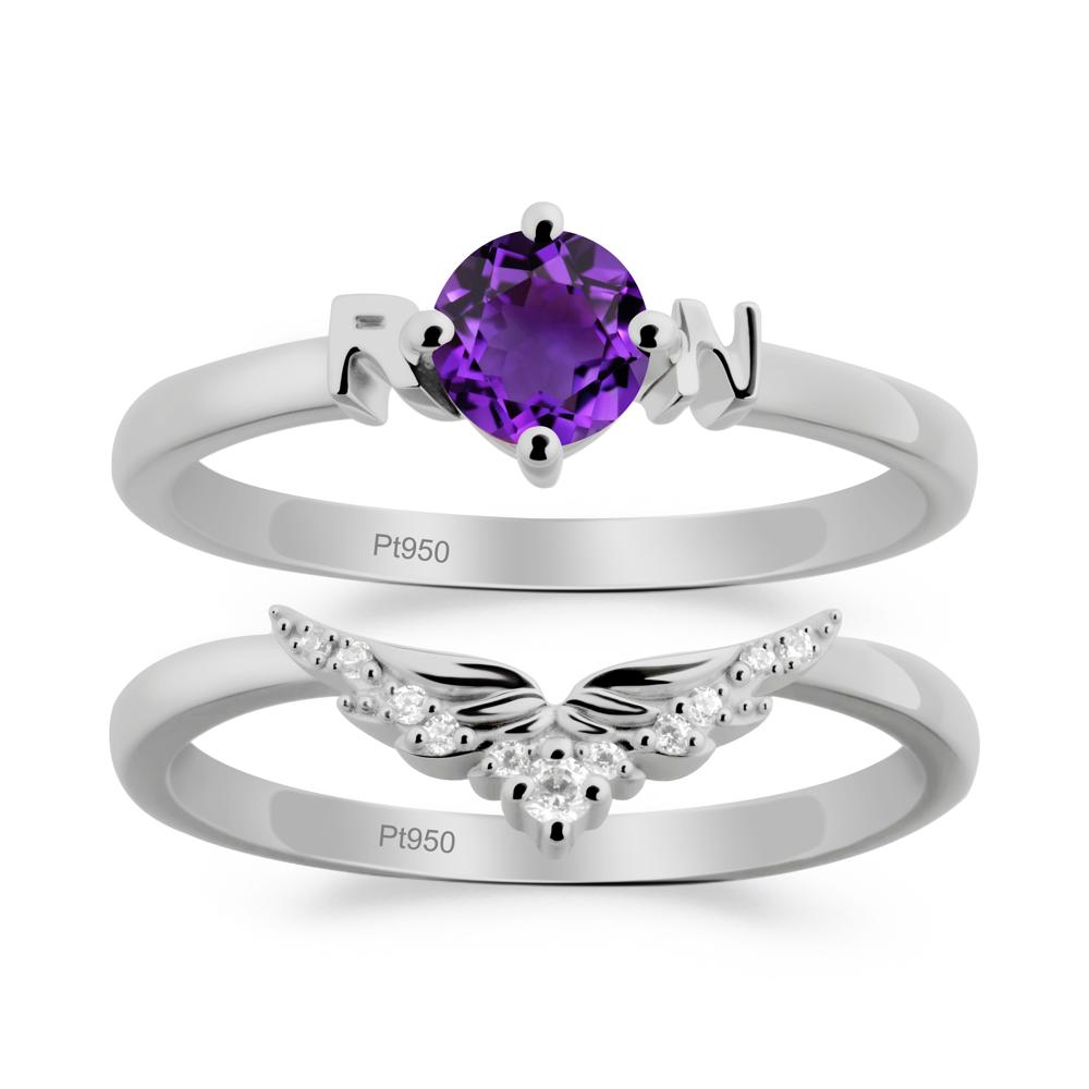 Angel Wings Amethyst Wedding Ring Set - LUO Jewelry #metal_xxxxx