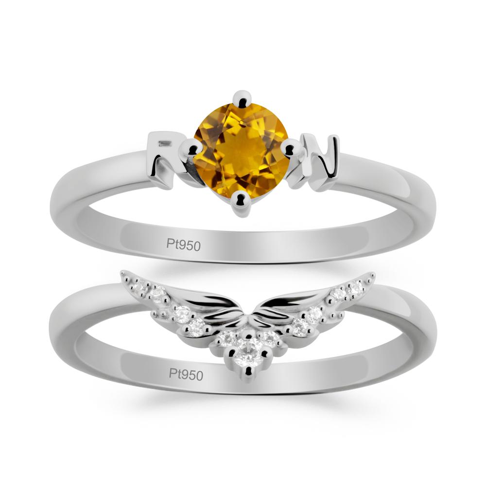 Angel Wings Citrine Wedding Ring Set - LUO Jewelry #metal_xxxxx