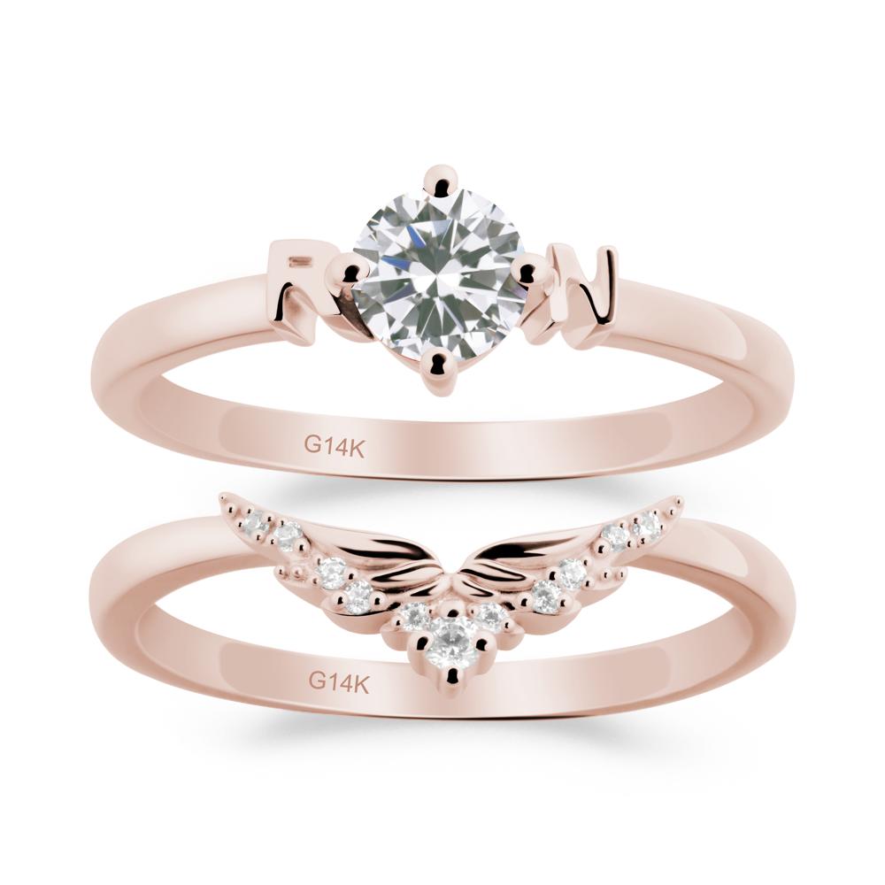 Rn Caduceus-Inspired Cubic Zirconia Wedding Ring Set - LUO Jewelry #metal_xxxxx