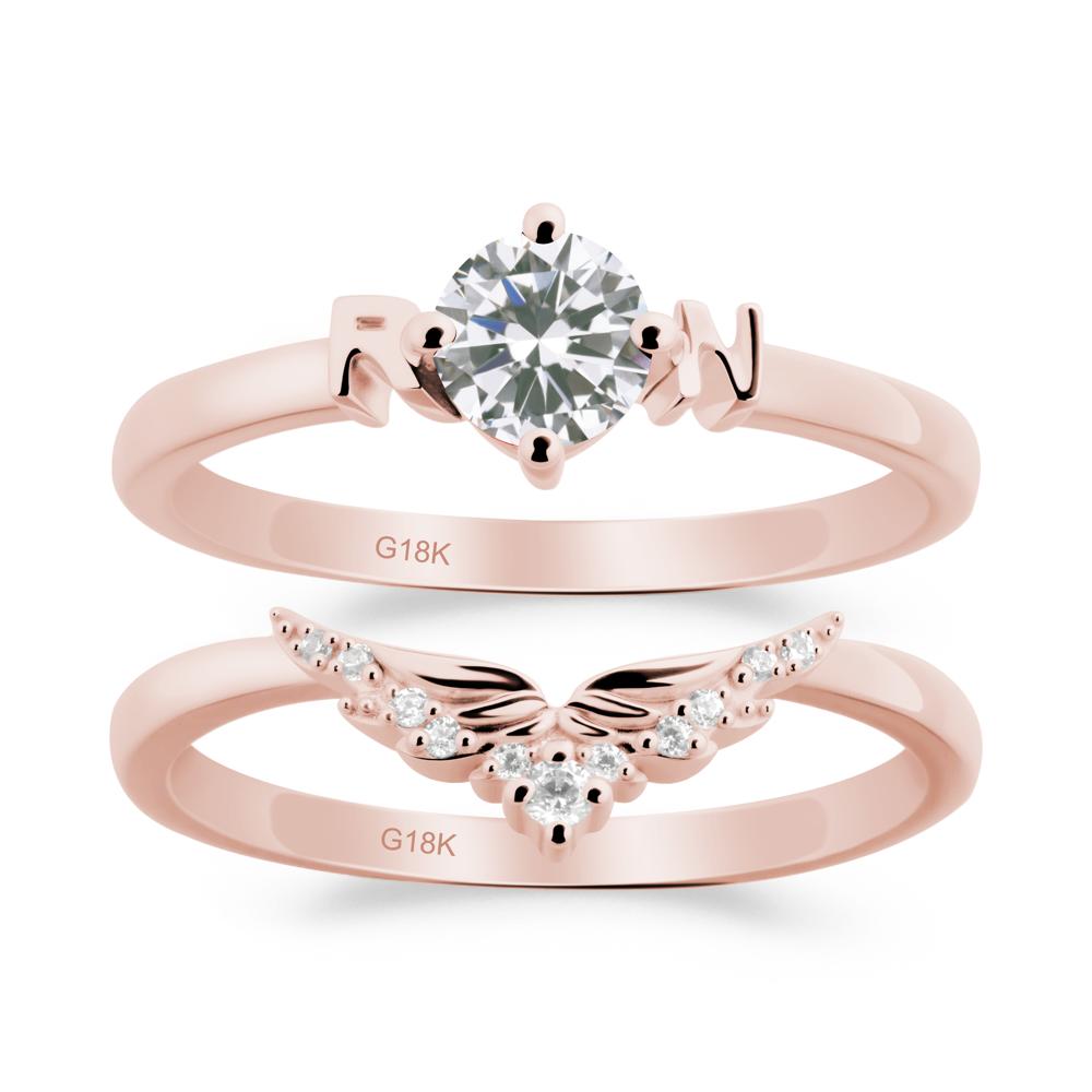 Rn Caduceus-Inspired Cubic Zirconia Wedding Ring Set - LUO Jewelry #metal_xxxxx