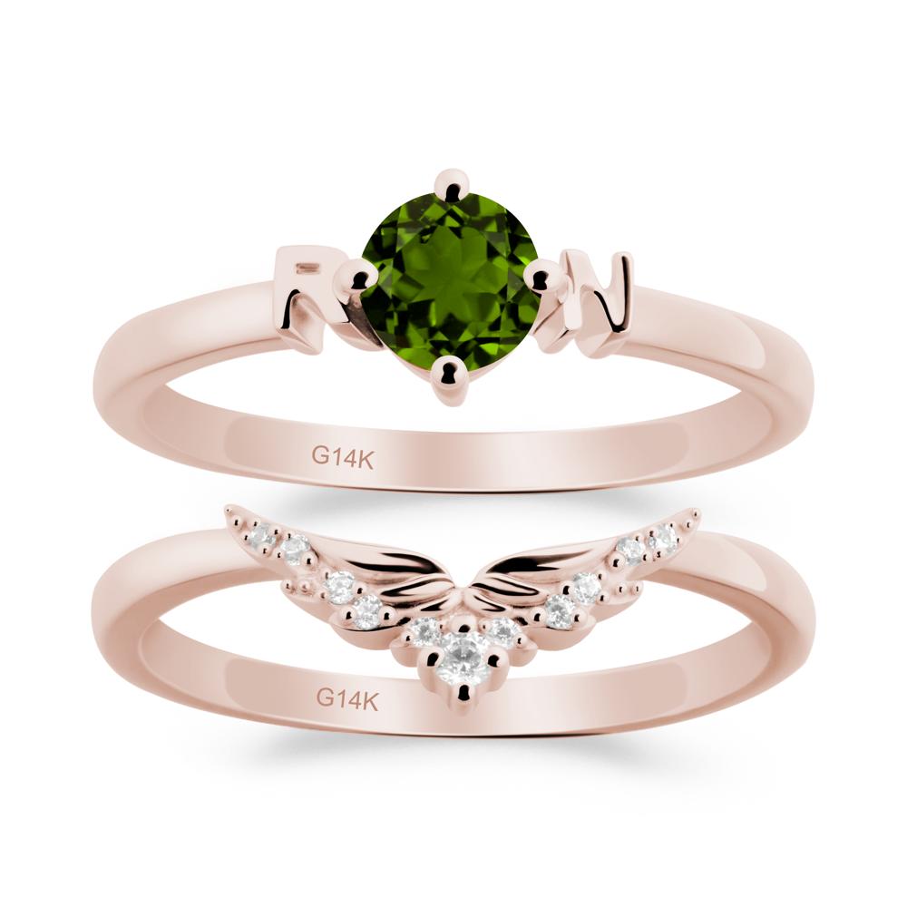 Rn Caduceus-Inspired Diopside Wedding Ring Set - LUO Jewelry #metal_xxxxx