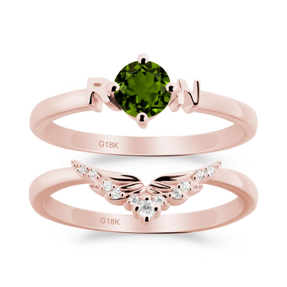 Rn Caduceus-Inspired Diopside Wedding Ring Set - LUO Jewelry #metal_xxxxx