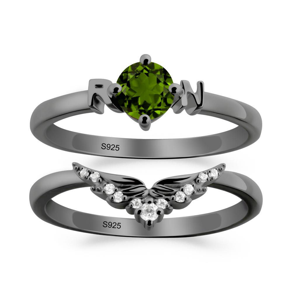 Rn Caduceus-Inspired Diopside Wedding Ring Set - LUO Jewelry #metal_xxxxx
