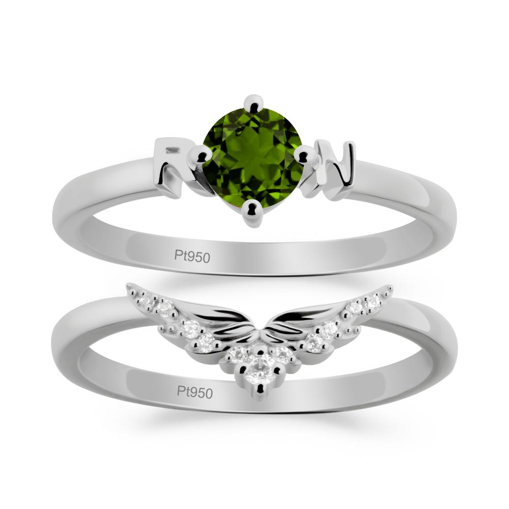 Rn Caduceus-Inspired Diopside Wedding Ring Set - LUO Jewelry #metal_xxxxx