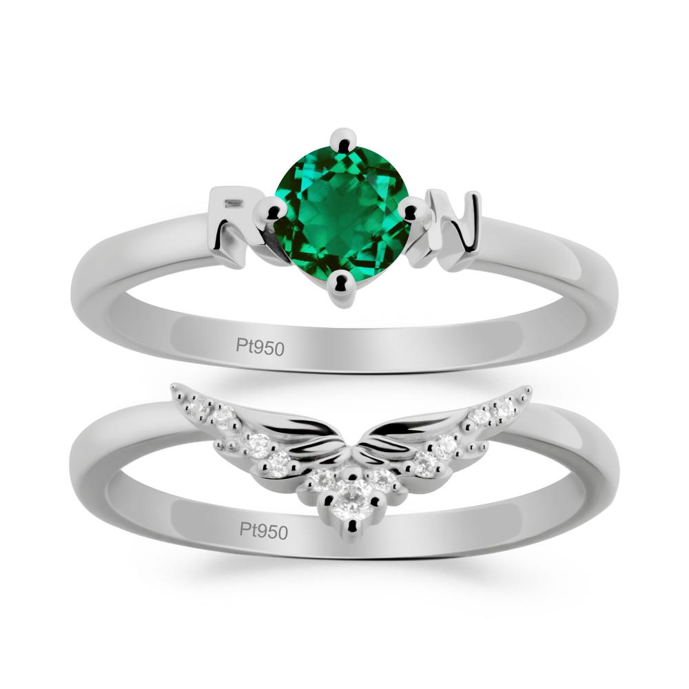 Angel Wings Emerald Wedding Ring Set - LUO Jewelry #metal_xxxxx