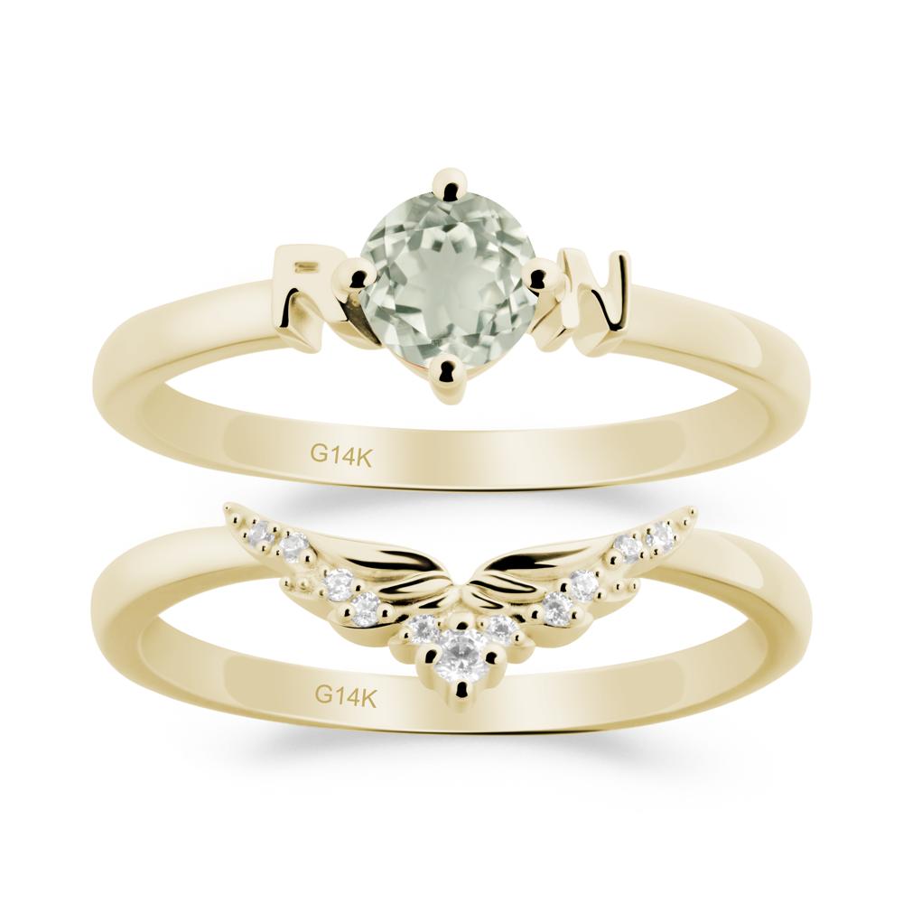 Angel Wings Green Amethyst Wedding Ring Set - LUO Jewelry #metal_xxxxx