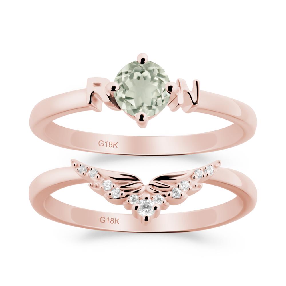 Angel Wings Green Amethyst Wedding Ring Set - LUO Jewelry #metal_xxxxx