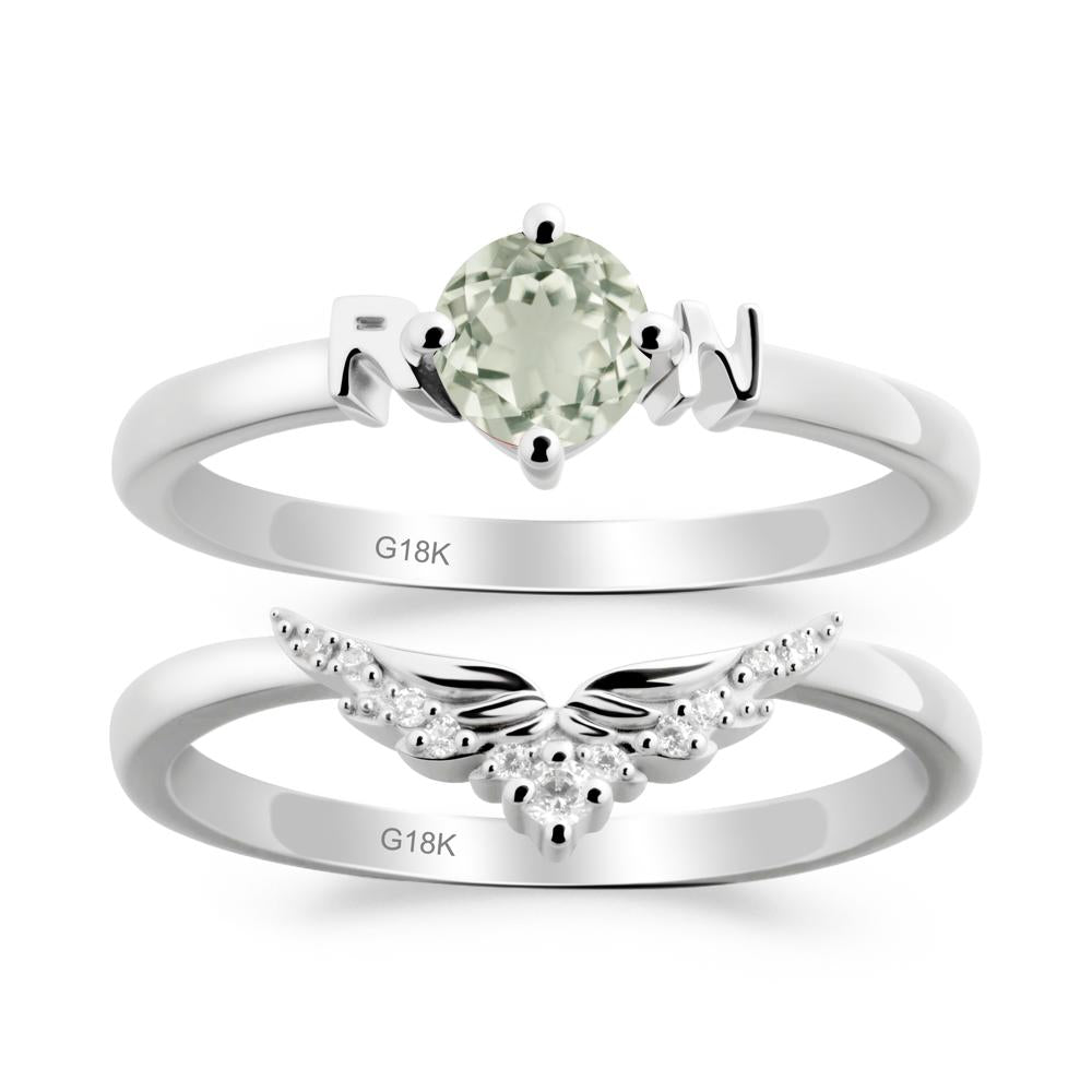 Angel Wings Green Amethyst Wedding Ring Set - LUO Jewelry #metal_xxxxx