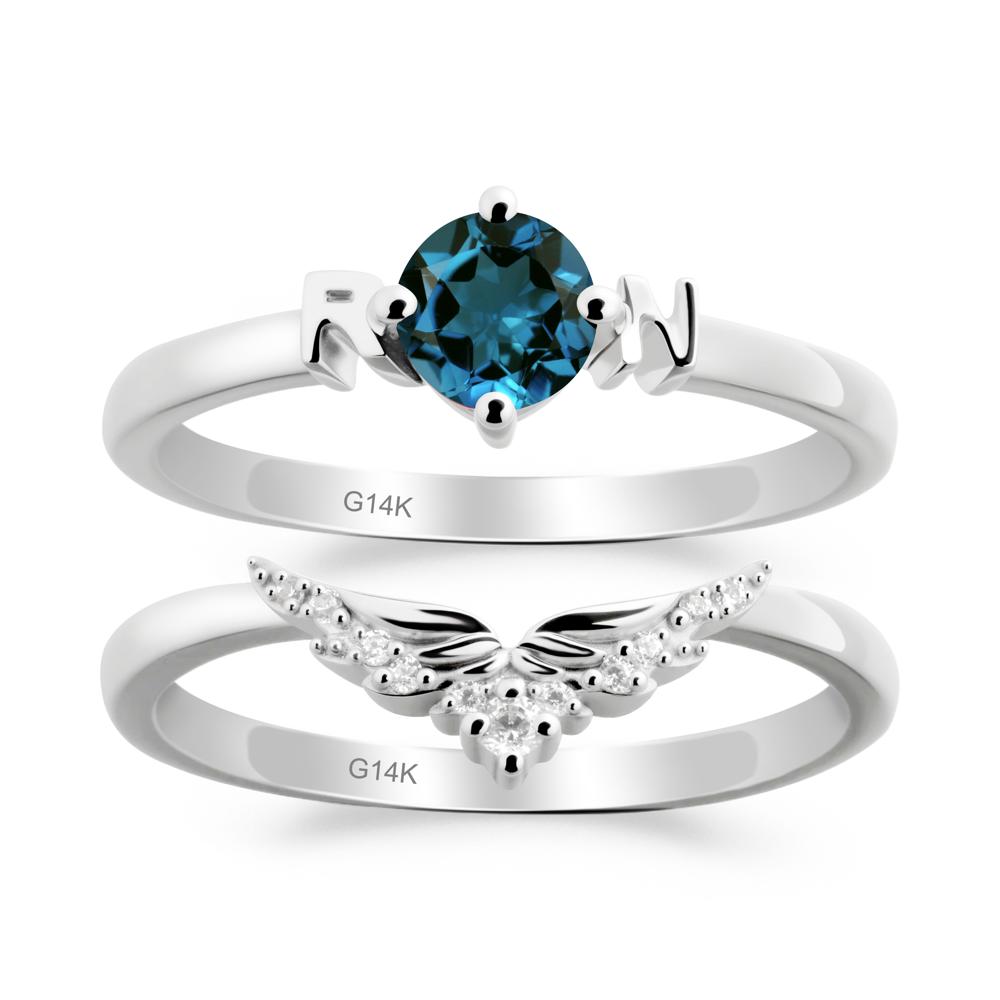 Rn Caduceus-Inspired London Blue Topaz Wedding Ring Set - LUO Jewelry #metal_xxxxx