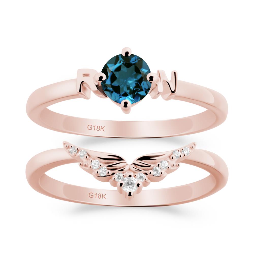 Rn Caduceus-Inspired London Blue Topaz Wedding Ring Set - LUO Jewelry #metal_xxxxx