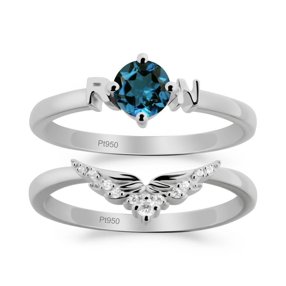 Rn Caduceus-Inspired London Blue Topaz Wedding Ring Set - LUO Jewelry #metal_xxxxx