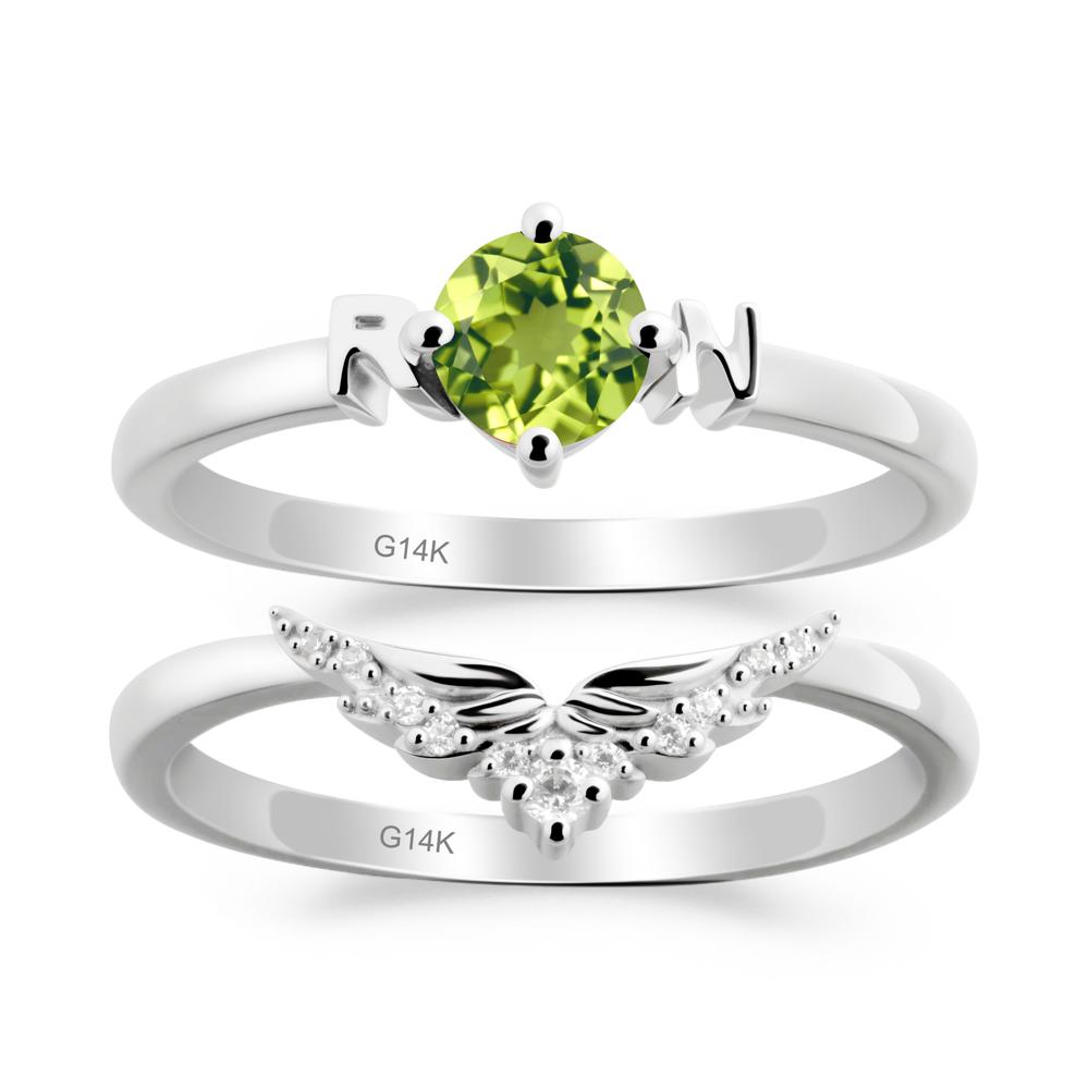 Rn Caduceus-Inspired Peridot Wedding Ring Set - LUO Jewelry #metal_xxxxx