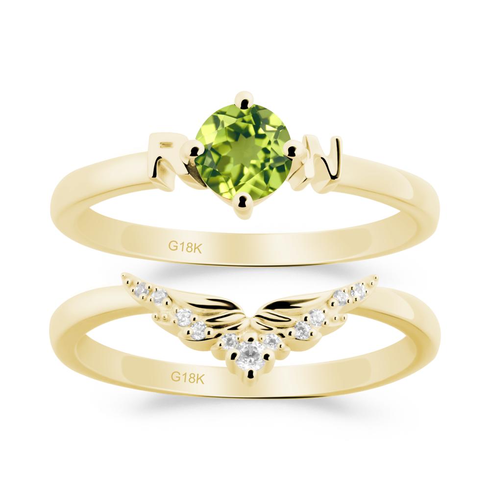 Rn Caduceus-Inspired Peridot Wedding Ring Set - LUO Jewelry #metal_xxxxx