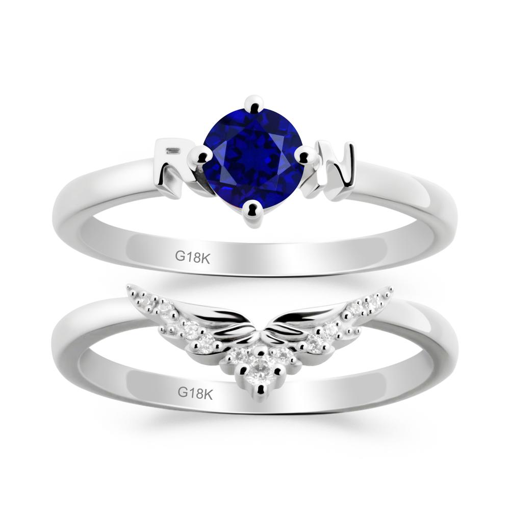 Rn Caduceus-Inspired Sapphire Wedding Ring Set - LUO Jewelry #metal_xxxxx