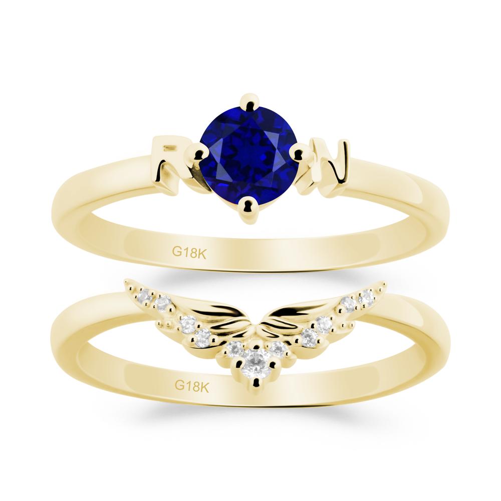 Rn Caduceus-Inspired Sapphire Wedding Ring Set - LUO Jewelry #metal_xxxxx