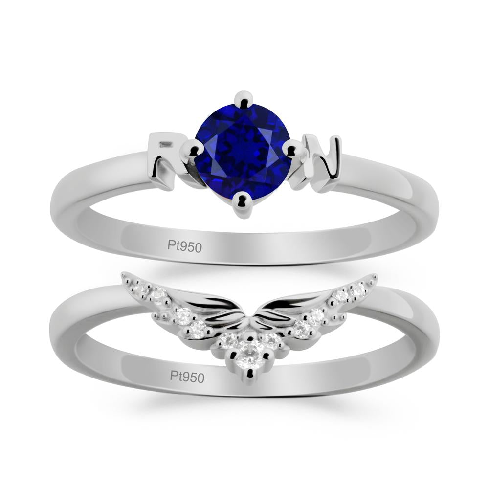Rn Caduceus-Inspired Sapphire Wedding Ring Set - LUO Jewelry #metal_xxxxx