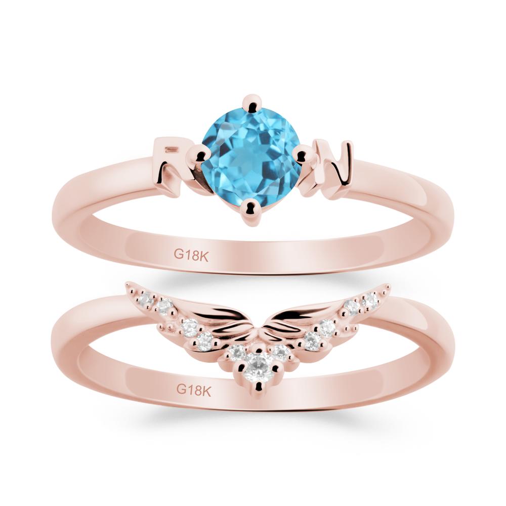 Rn Caduceus-Inspired Swiss Blue Topaz Wedding Ring Set - LUO Jewelry #metal_xxxxx