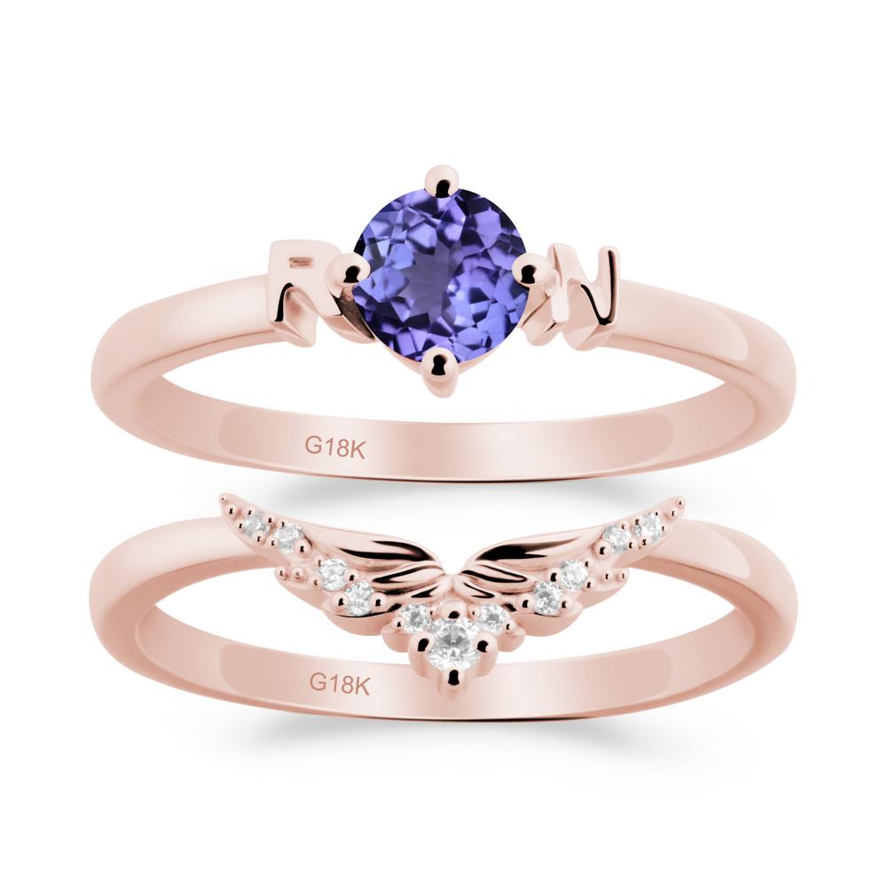 Rn Caduceus-Inspired Tanzanite Wedding Ring Set - LUO Jewelry #metal_xxxxx