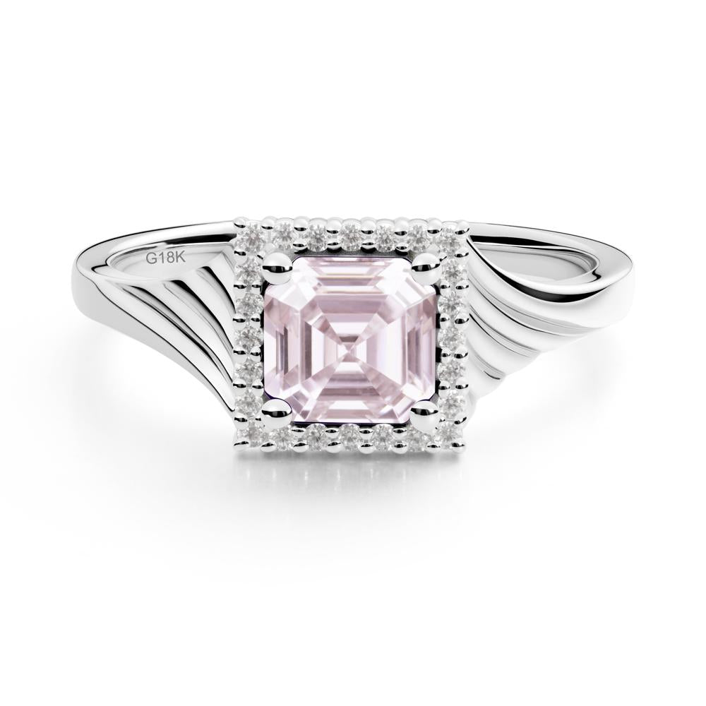Geometric Halo Pink Cubic Zirconia Statement Ring - LUO Jewelry #metal_18k white gold