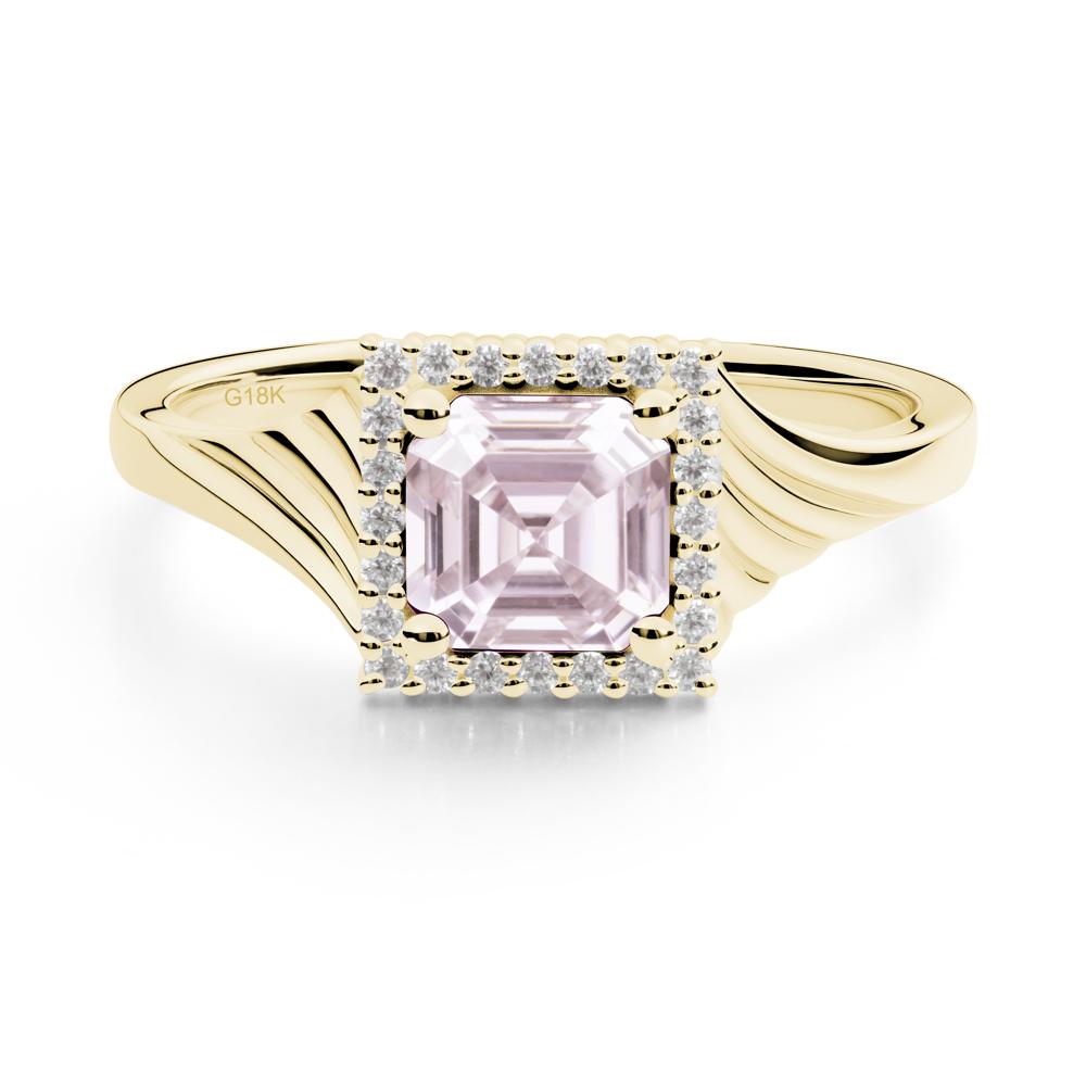 Geometric Halo Pink Cubic Zirconia Statement Ring - LUO Jewelry #metal_18k yellow gold