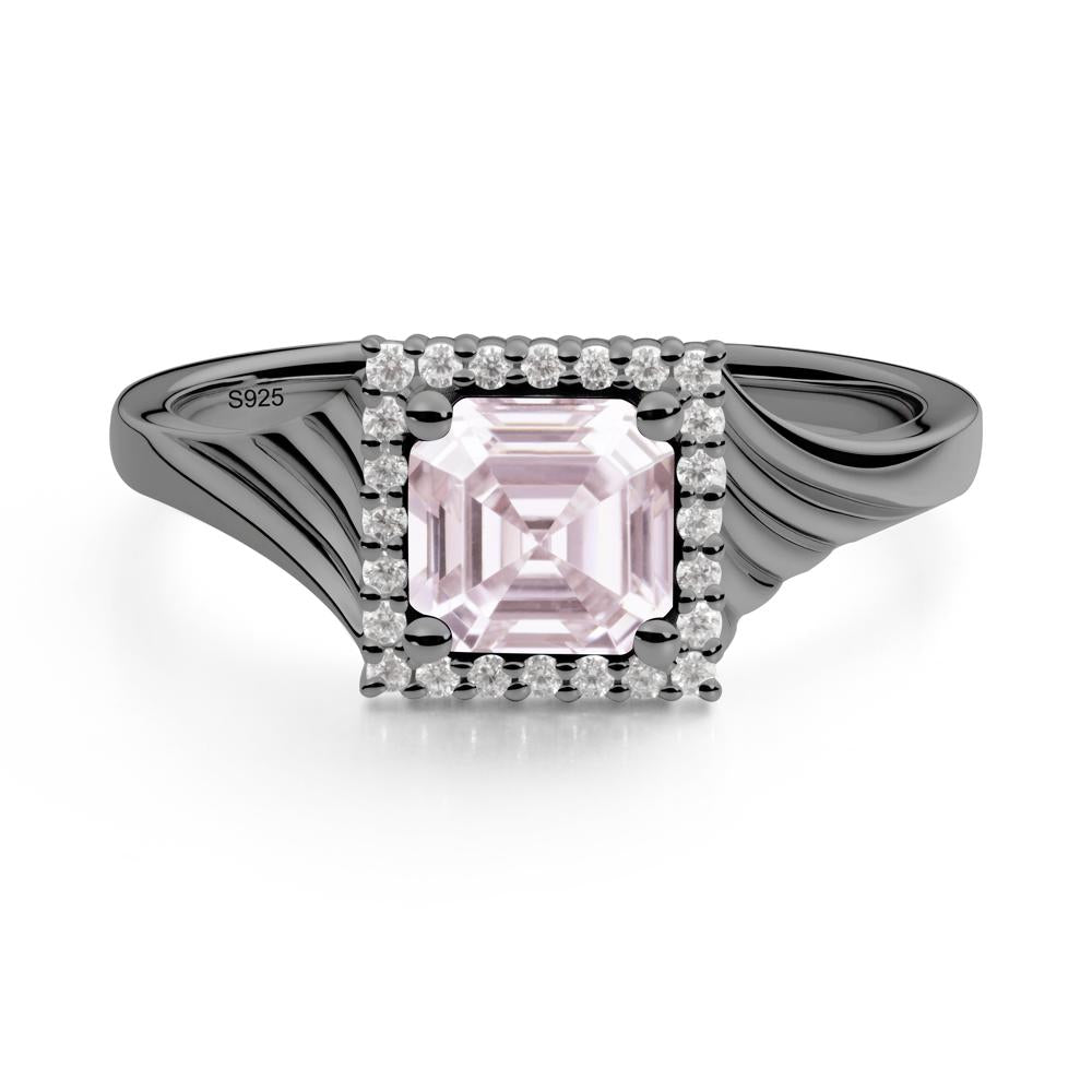 Geometric Halo Pink Cubic Zirconia Statement Ring - LUO Jewelry #metal_black finish sterling silver