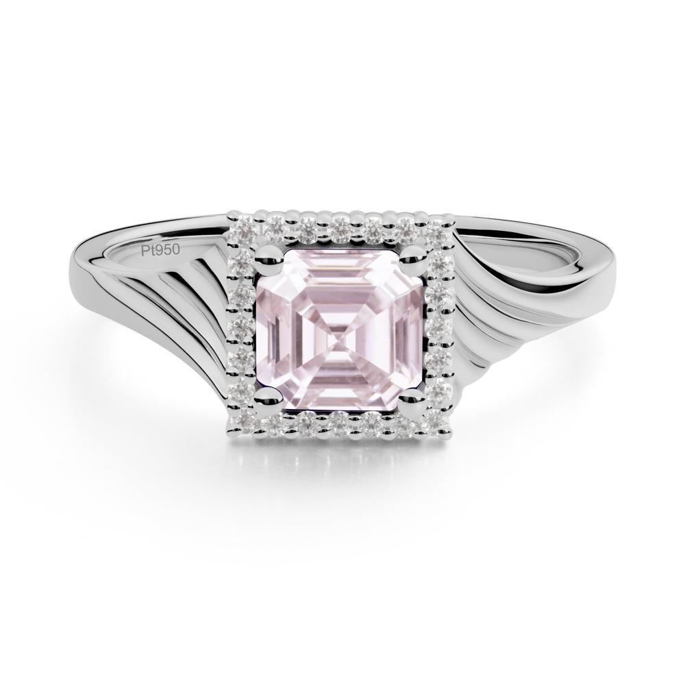 Geometric Halo Pink Cubic Zirconia Statement Ring - LUO Jewelry #metal_platinum
