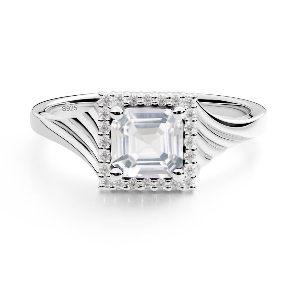 Geometric Halo White Topaz Statement Ring - LUO Jewelry #metal_sterling silver