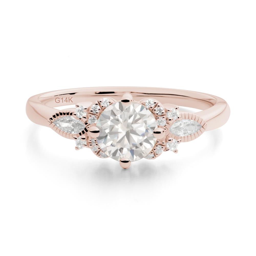 Round Cubic Zirconia Floral Statement Ring - LUO Jewelry #metal_14k rose gold