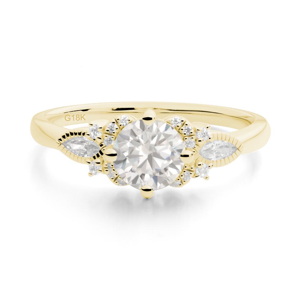 Round Cubic Zirconia Floral Statement Ring - LUO Jewelry #metal_18k yellow gold