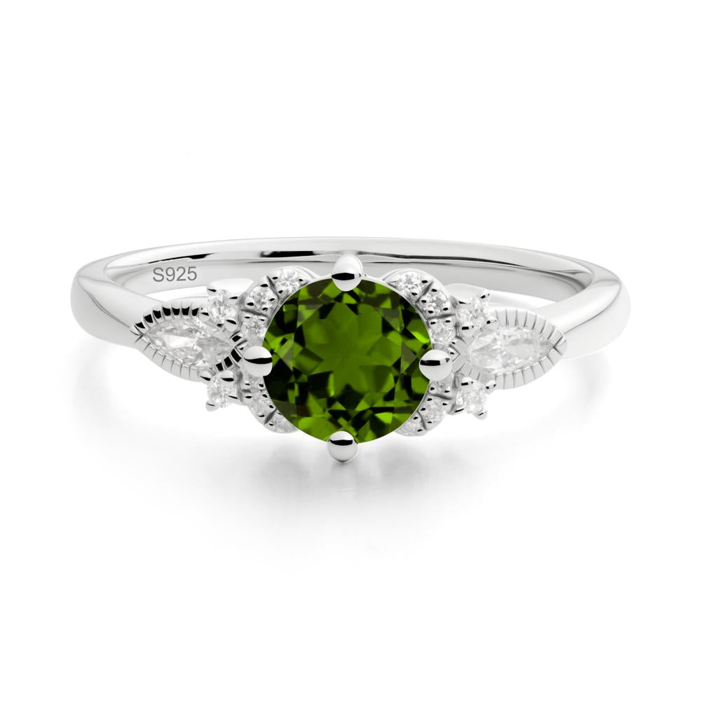 Round Diopside Floral Statement Ring - LUO Jewelry #metal_sterling silver