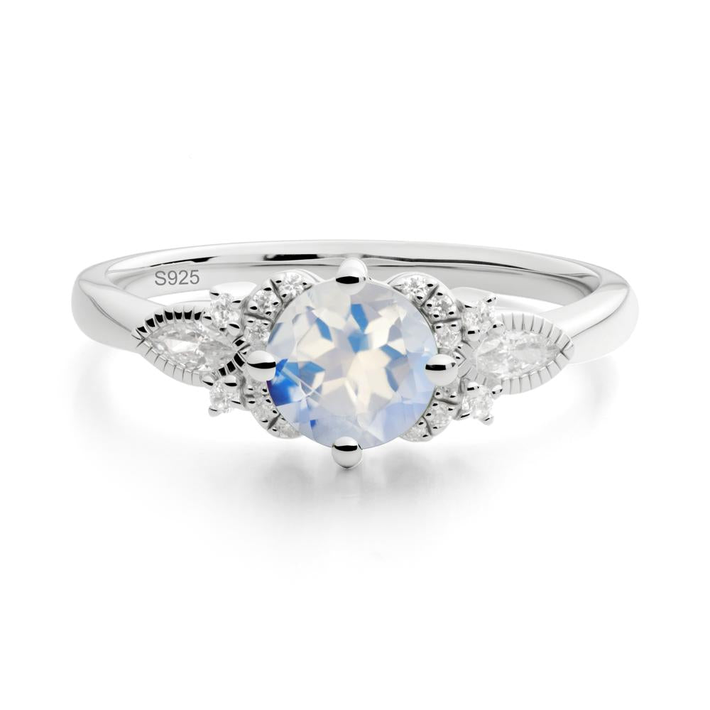 Round Moonstone Floral Statement Ring - LUO Jewelry #metal_sterling silver