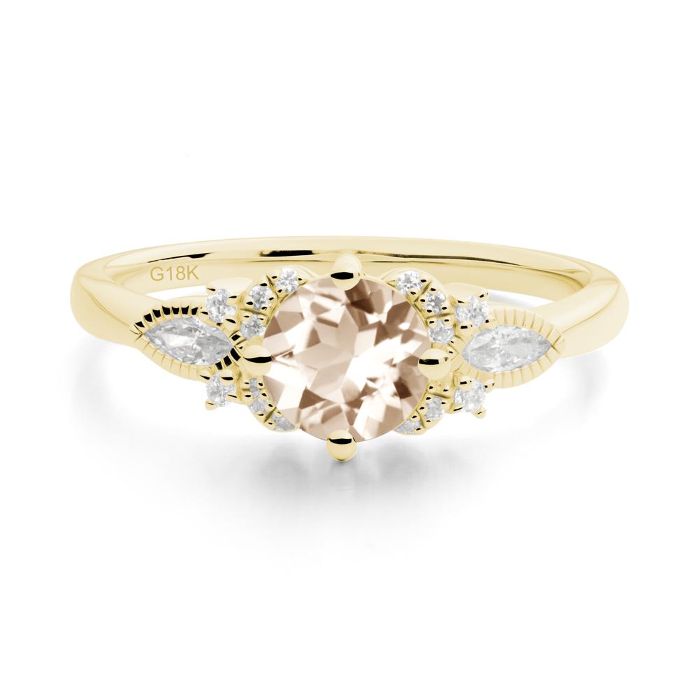 Round Morganite Floral Statement Ring - LUO Jewelry #metal_18k yellow gold