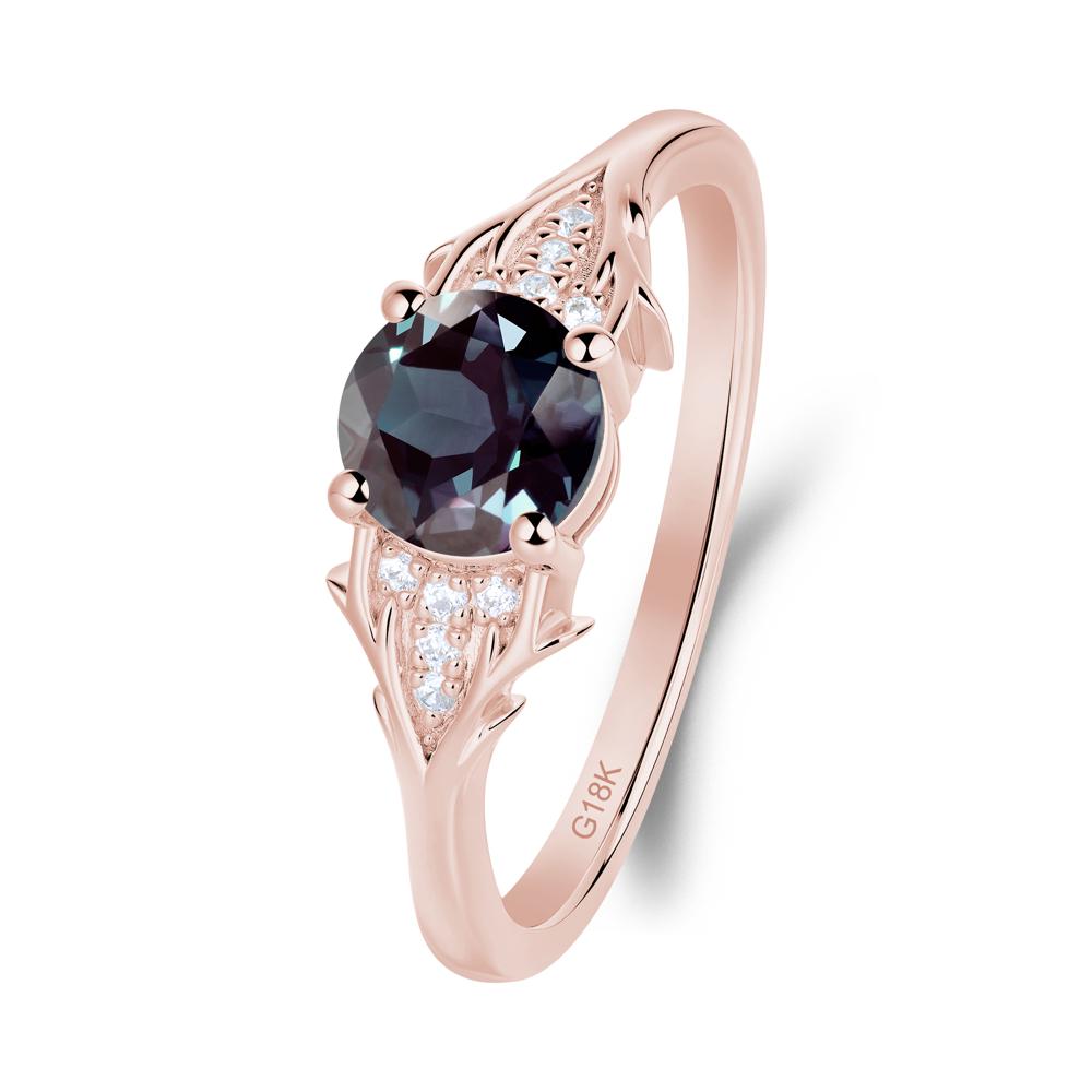 Round Alexandrite Branch Engagement Ring - LUO Jewelry #metal_18k rose gold