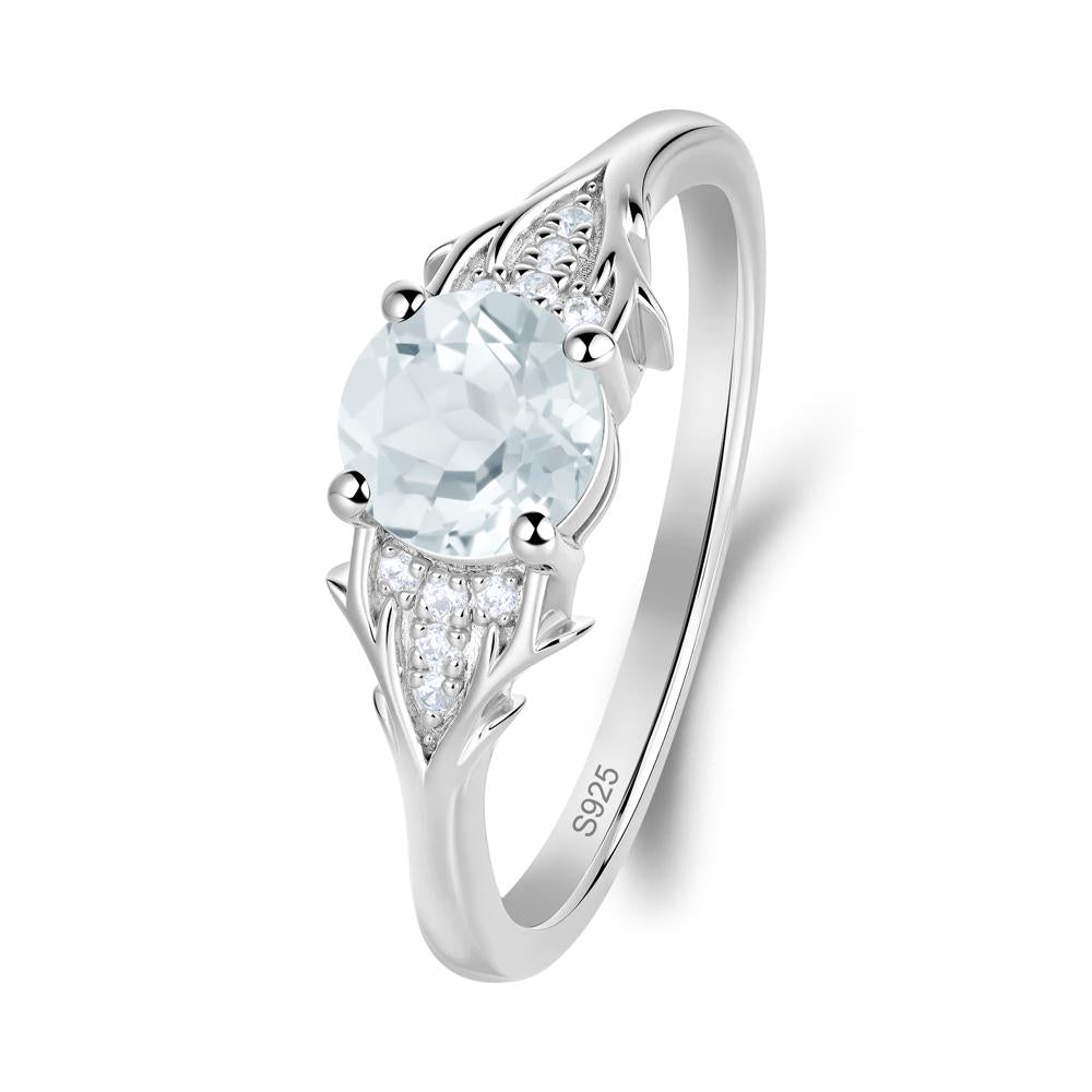Nature Inspired Twig Textures Aquamarine Ring - LUO Jewelry #metal_sterling silver