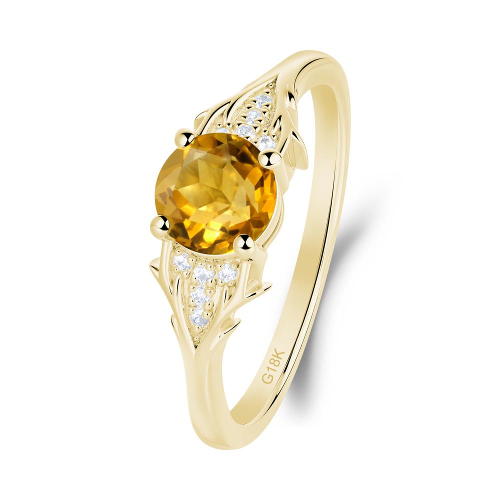 Round Citrine Branch Engagement Ring - LUO Jewelry #metal_18k yellow gold