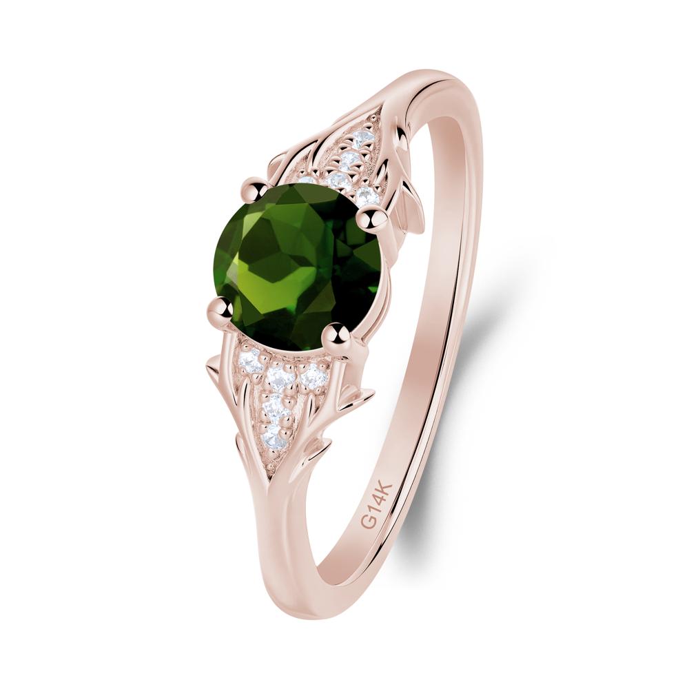 Round Diopside Branch Engagement Ring - LUO Jewelry #metal_14k rose gold