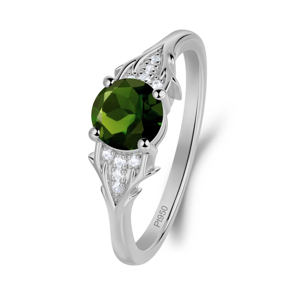 Round Diopside Branch Engagement Ring - LUO Jewelry #metal_platinum
