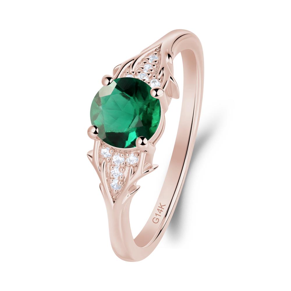 Round Emerald Branch Engagement Ring - LUO Jewelry #metal_14k rose gold
