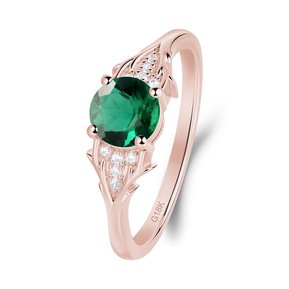 Round Emerald Branch Engagement Ring - LUO Jewelry #metal_18k rose gold