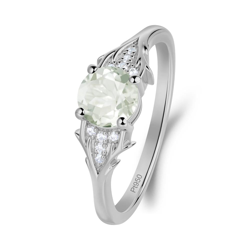 Nature Inspired Twig Textures Green Amethyst Ring - LUO Jewelry #metal_platinum