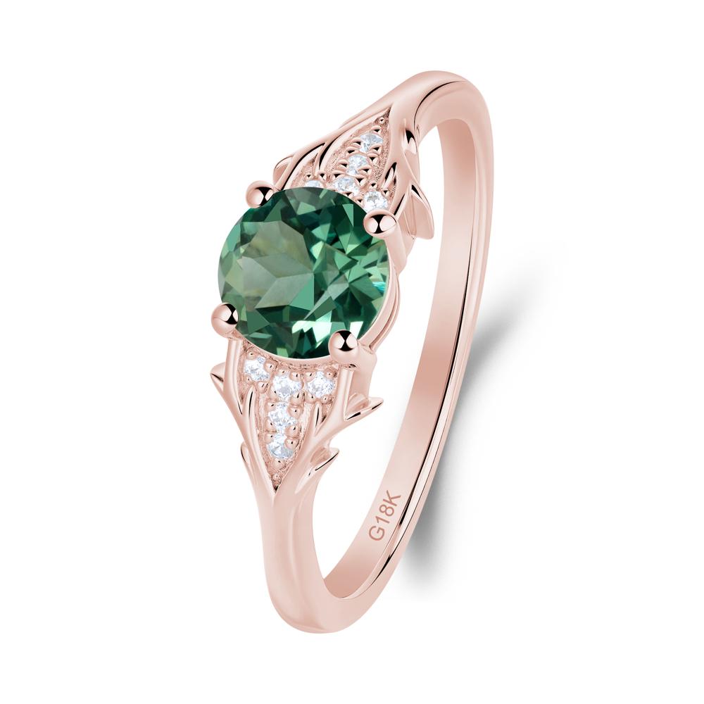 Round Green Sapphire Branch Engagement Ring - LUO Jewelry #metal_18k rose gold