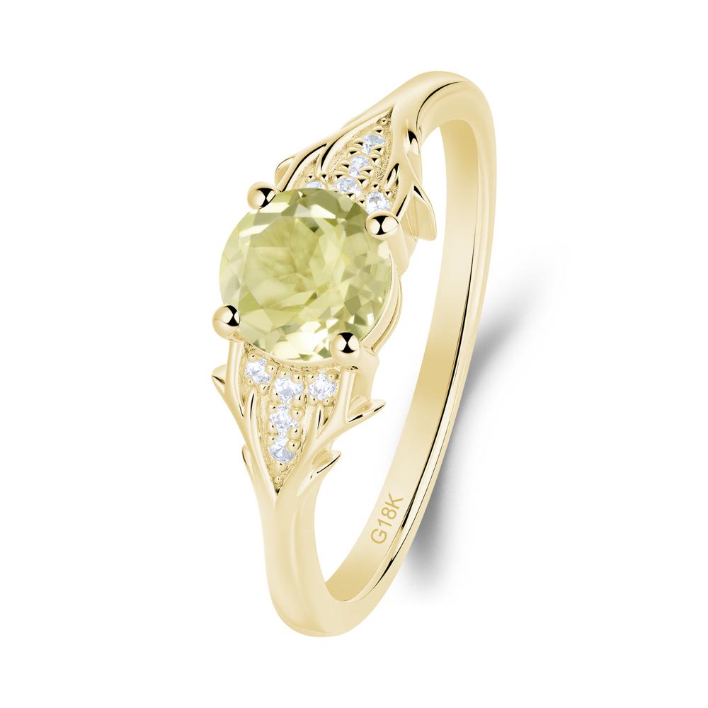 Nature Inspired Twig Textures Lemon Quartz Ring - LUO Jewelry #metal_18k yellow gold