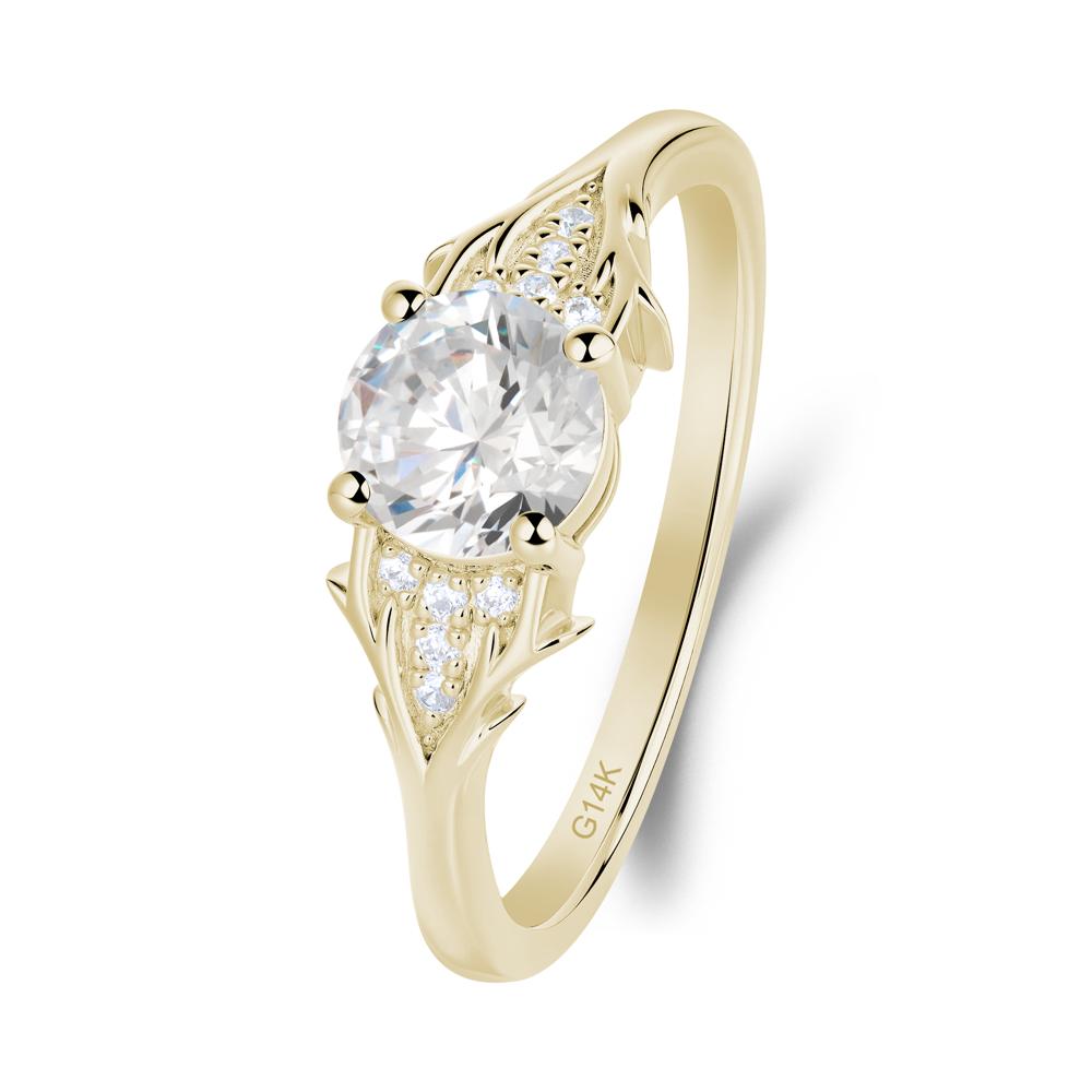 Round Moissanite Branch Engagement Ring - LUO Jewelry #metal_14k yellow gold