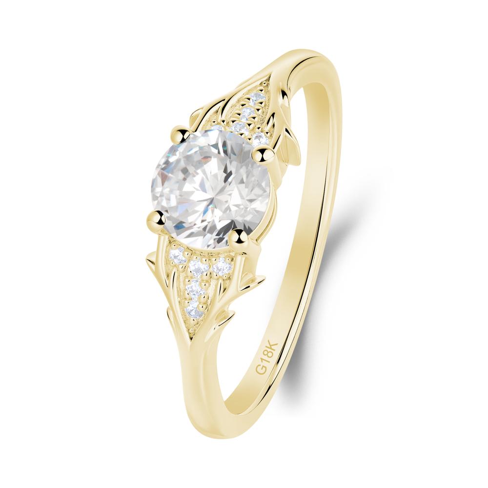 Round Moissanite Branch Engagement Ring - LUO Jewelry #metal_18k yellow gold