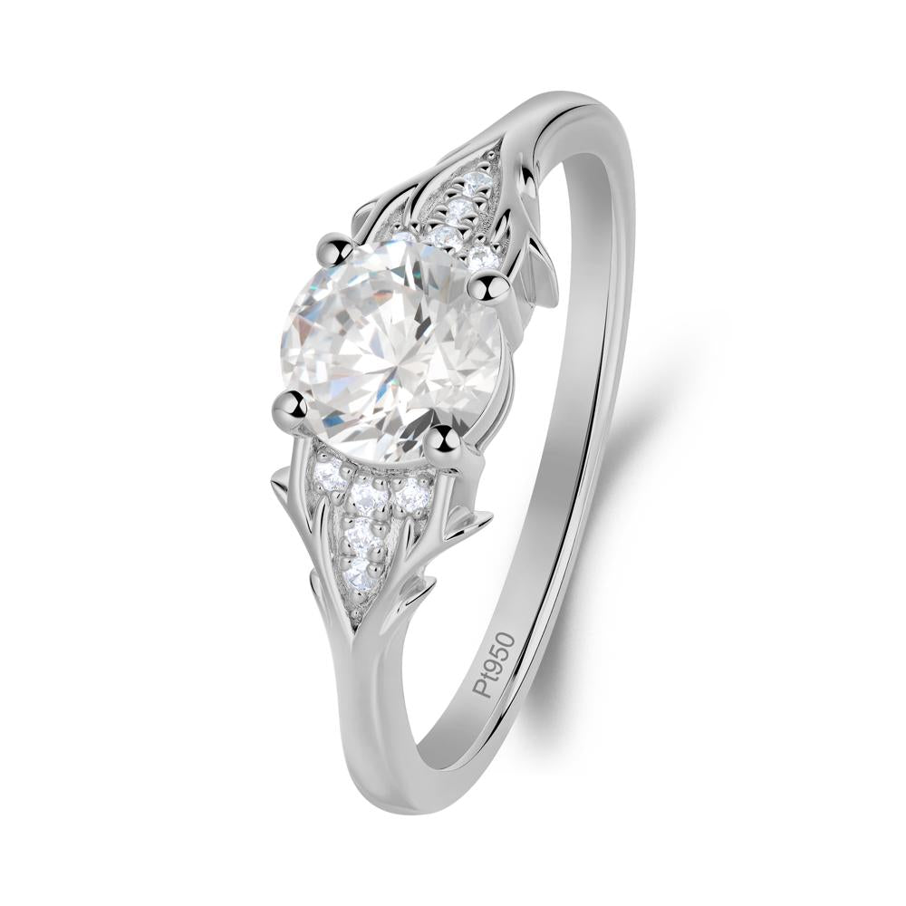 Round Moissanite Branch Engagement Ring - LUO Jewelry #metal_platinum