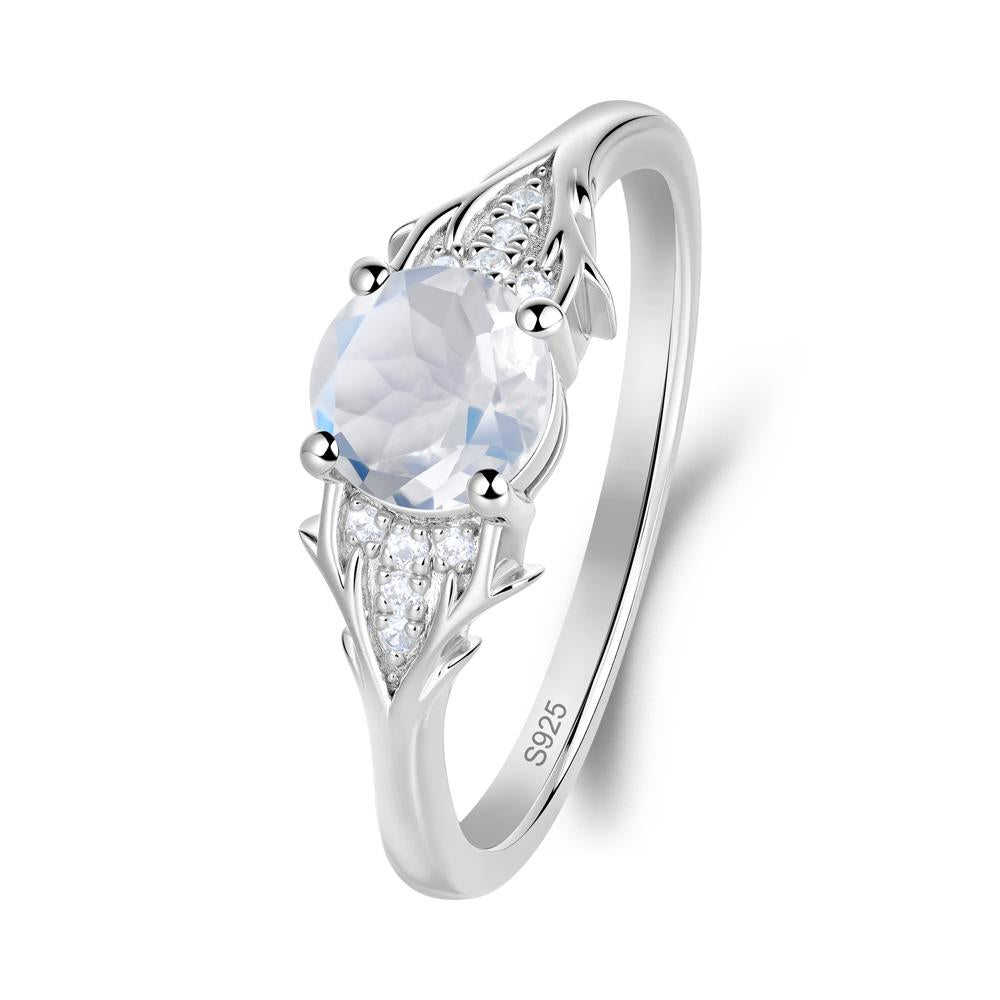 Round Moonstone Branch Engagement Ring - LUO Jewelry #metal_sterling silver