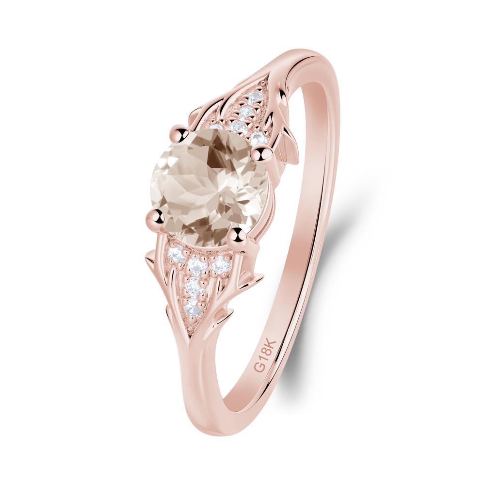 Round Morganite Branch Engagement Ring - LUO Jewelry #metal_18k rose gold