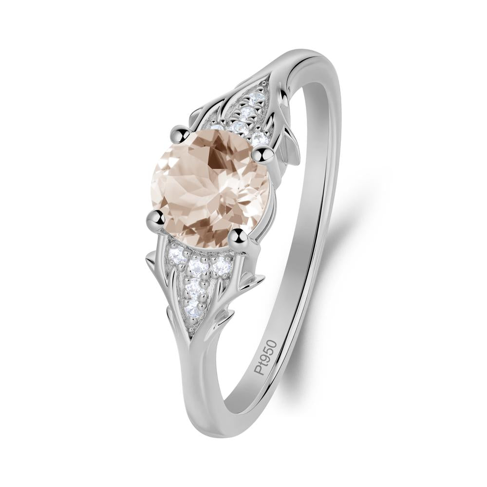 Round Morganite Branch Engagement Ring - LUO Jewelry #metal_platinum