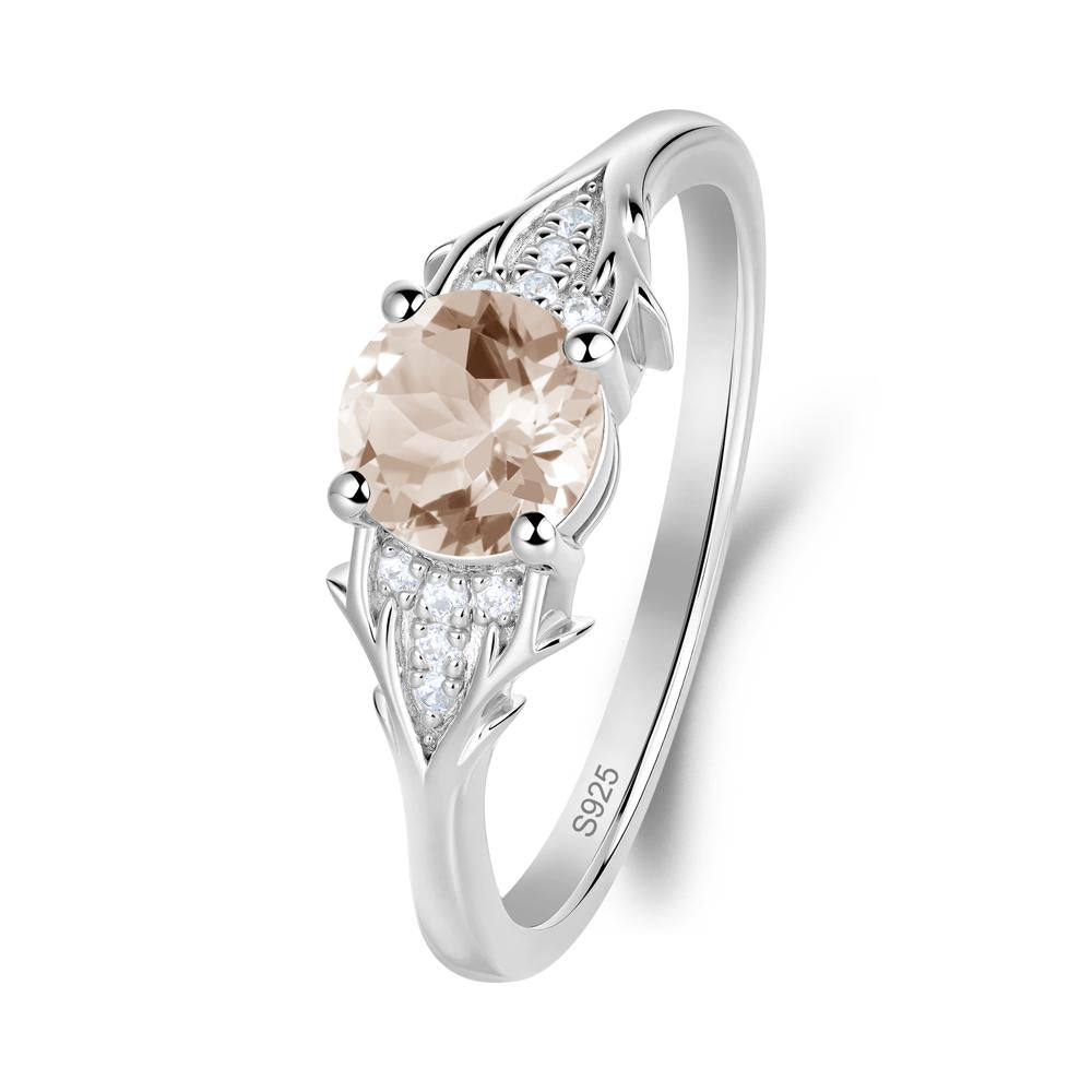 Round Morganite Branch Engagement Ring - LUO Jewelry #metal_sterling silver
