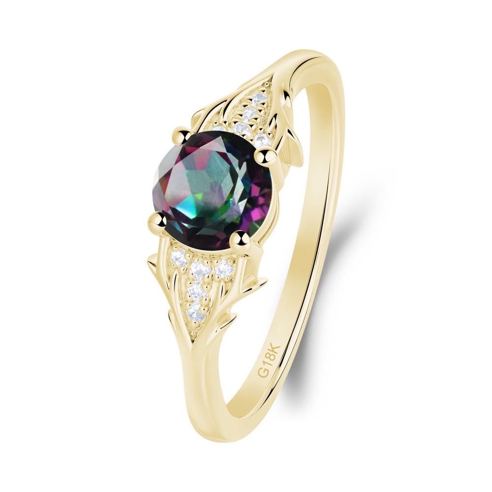 Nature Inspired Twig Textures Mystic Topaz Ring - LUO Jewelry #metal_18k yellow gold